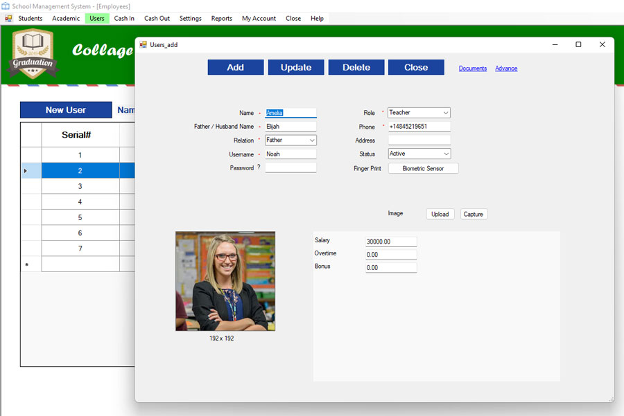 School staff management system